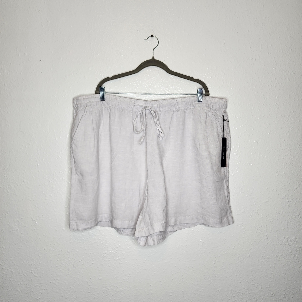 Tahari White 100% Linen Shorts Size 3X